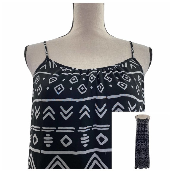 FOREVER 21 Black White Aztec Maxi Dress Medium - Picture 2 of 11